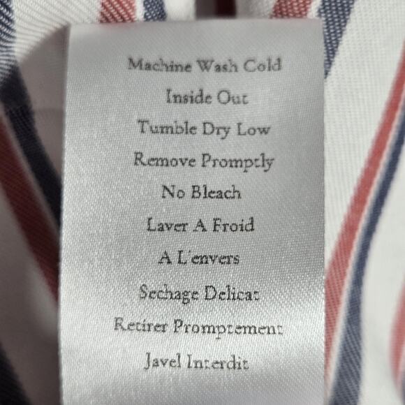 Frank & Eileen Eileen Button Down Shirt Women Small Modal Striped Blue Red Italy - Picture 12 of 12